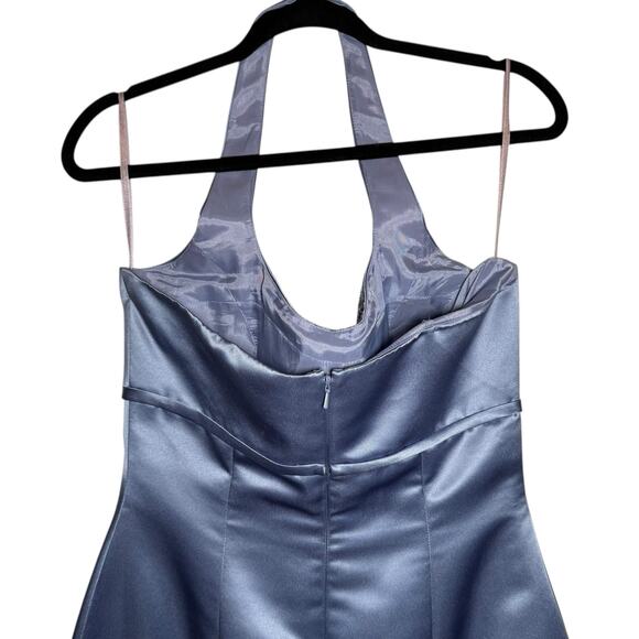 Vintage Prom Dress Maxi Gown 8 Y2K Floral Beaded Halter Glam Satin Corset 90s - Picture 10 of 16